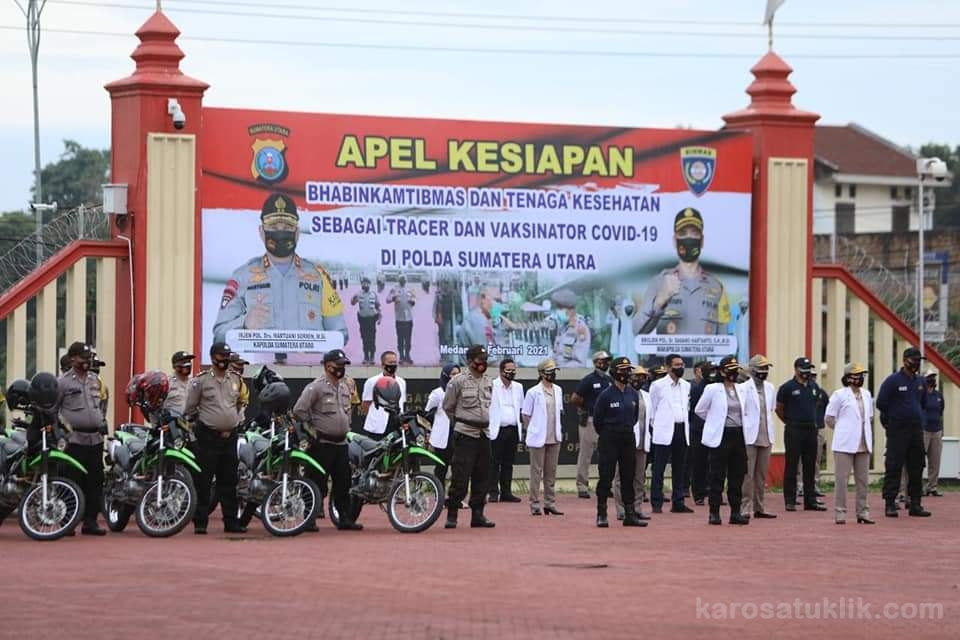 Kapolda Sumut Pimpin Apel kesiapan Bhabinkamtibmas dan Tenaga Kesehatan Sebagai Tracer Dan Vaksinator Covid-19