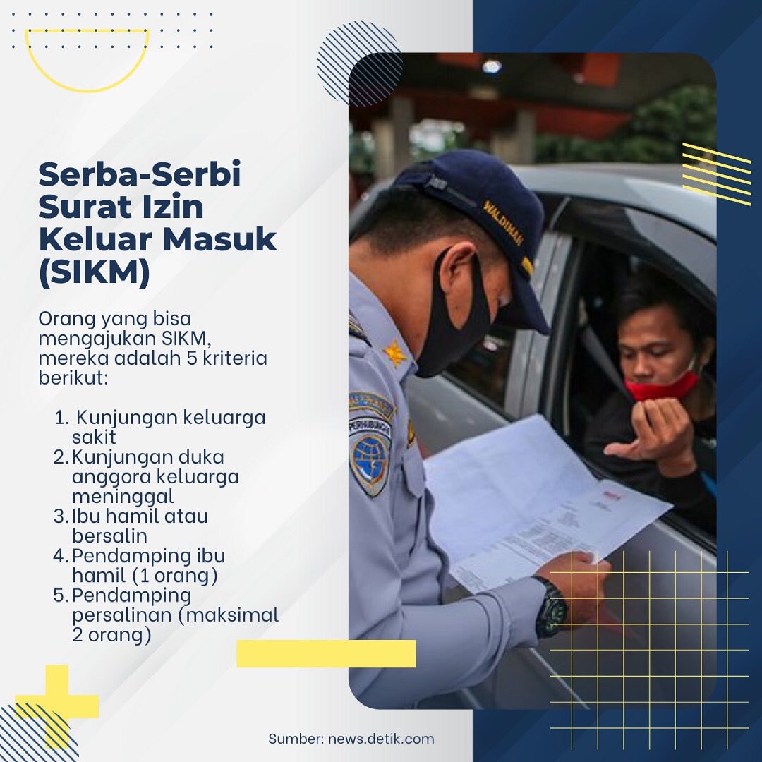 Jakarta, Karosatuklik.com - Pemerintah melarang mudik lebaran mulai hari ini hingga 17 Mei 2021. Warga yang ingin keluar dan masuk Ibu Kota harus mengurus surat izin keluar masuk (SIKM) pada tanggal larangan mudik itu. Aturan itu tertuang dalam Keputusan Gubernur (Kepgub) Nomor 569 Tahun 2021 tentang prosedur pemberian SIKM wilayah DKI Jakarta selama masa peniadaan mudik Hari Raya Idul Fitri 1442 Hijriah. Dalam kepgub tersebut, SIKM Jakarta mulai berlaku pada 6 hingga 17 Mei 2021. Pemegang SIKM juga wajib memiliki surat bebas COVID-19. "Pemegang SIKM selama melakukan perjalanan untuk kepentingan nonmudik harus membawa hasil PCR atau swab antigen atau GeNose yang menyatakan negatif dari COVID-19 dan sampelnya diambil dalam kurun waktu paling lama 1x24 jam sebelum keberangkatan," tulis Kepgub tersebut seperti dilihat, Rabu (5/5/2021). Alur pengajuan SIKM Pertama, Pemprov DKI mengatur orang yang bisa mengajukan SIMK, mereka adalah 5 kriteria berikut: a. Kunjungan keluarga sakit b. Kunjungan duka anggora keluarga meninggal c. Ibu hamil atau bersalin d. Pendamping ibu hamil (1 orang) e. Pendamping persalinan (maksimal 2 orang) Setelah memenuni salah satu dari kriteria di atas, pemohon bisa mengajukan di laman resmi https://jakevo.jakarta.go.id Setelah mengajukan permohonan itu, selanjutnya adalah verifikasi berkas UP PMPSTP Kelurahan. Kemudian tanda tangan elektronik SIKM oleh lurah. Terakhir, pemohon mengunduh SIKM di https://jakevo.jakarta.go.id Persyaratan pengajuan: 1. Kunjungan keluarga sakit - KTP pemohon - Surat keterangan sakit bagi keluarga yang dikunjungi dari fasilitas kesehatan setempat - Surat pernyataan bermaterai Rp 10.000,- dari pemohon untuk menyatakan hubungan kekerabatan dengan keluarga yang dikunjungi 2. Kunjungan duka anggota keluarga meninggal - - KTP pemohon - Surat keterangan kematian dari Puskesmas atau Rumah Sakit atau surat keterangan kematian dari kelurahan/desa setempat - Surat pernyataan bermaterai Rp 10.000,- dari pemohon untuk menyatakan hubungan kekerabatan dengan keluarga yang meninggal 3. Ibu hamil/bersalin - KTP pemohon - Surat keterangan hamil/bersalin dari fasilitas kesehatan 4. Pendamping ibu hamil/persalinan - KTP pemohon - Surat keterangan hamil/persalian dari fasilitas kesehatan - Surat pernyataan bermaterai Rp 10.000,- dari pemohon untuk menyatakan hubungan suami, keluarga, atau kerabat dengan ibu hamil. Ada seleksi ketat Wakil Gubernur DKI Jakarta, Ahmad Riza Patria mengatakan pihaknya akan melakukan seleksi ketat bagi warga yang hendak mengurus SIKM. Menurutnya, SIKM itu hanya diberikan kepada pekerja esensial hingga warga yang melakukan perjalanan mudik mendadak akibat urusan kedukaan. "Kami minta dapat diberikan orang tertentu saja. Hanya keperluan pekerjaan yang pekerjaan yang penting yang ensensial. Lalu yang hamil, kegiatan persalinan, ada yang meninggal dunia. Yang lain-lain tidak diperkenankan, itu pun harus diikuti dengan rapid antigen," kata Ahmad Riza Patria seusai gelar pasukan Operasi Ketupat Jaya 2021 di Polda Metro Jaya, Rabu (5/5/2021). Cepat dan mudah Riza Patria memastikan pengurusan SIKM ini akan lebih cepat dan mudah. Sebab, menurut Riza, proses administrasi dan verifikasi SIKM tak perlu dilakukan di Pemprov. "Prinsipnya, ada SIKM mulai tanggal 6 sampai tanggal 17 Mei, kemudian nanti diisi melalui aplikasi yang sudah disiapkan. Kalau dulu melalui provinsi, nanti melalui kelurahan, lebih mudah, lebih cepat, lebih dekat untuk dilakukan verifikasi," tuturnya. (Dtc)