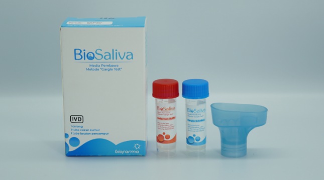 PT. Biofarma memproduksi alat diagnosis COVID-19 dengan metode kumur. Alat tersebut dinamai BioSaliva yang diklaim nyaman saat digunakan