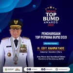 Gubernur Sumatera Utara Edy Rahmayadi kembali meraih penghargaan Top Pembina BUMD 2021 pada Ajang TOP BUMD Awards 2021