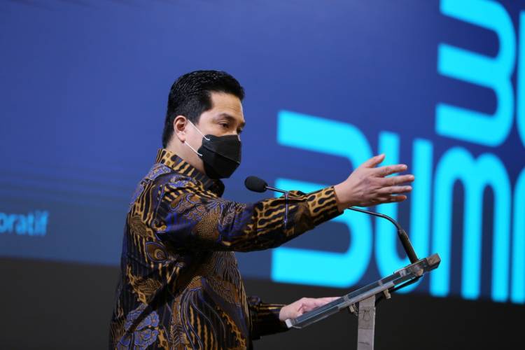 Menteri BUMN Erick Thohir menjadi narasumber dalam seminar daring yang digelar Universitas Indonesia.