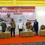 Kapolres AKBP Agus Sugiyarso, S.I.K bersama Sekdako Tebingtinggi Muhammad Dimiyathi S.Sos, M.TP dan Juru Bicara Satgas Covid-19 dr. Henny Sri Hartati pastikan pelaksanaan Vaksinasi Merdeka di GOR Asber Kota Tebing Tinggi berjalan sesuai protokol kesehatan