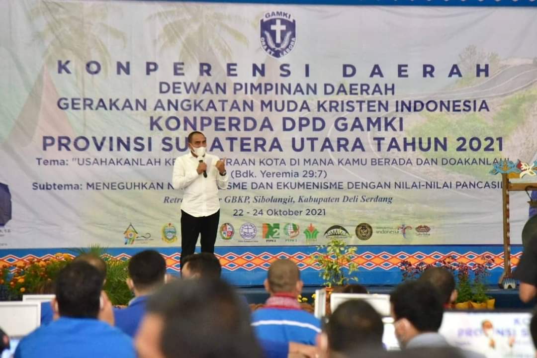 Gubernur Sumut Edy Rahmayadi meminta Pemuda Kristen terus memberikan sumbangsih pemikiran untuk pembangunan Sumut. Dengan kebersamaan para pemuda, pembangunan di Sumut akan terlaksana dengan baik.