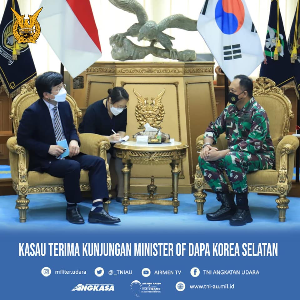 Kasau Marsekal TNI Fadjar Prasetyo, S.E., M.P.P, menerima kunjungan Minister of Defense Acquisition Program Administration (DAPA) Korea Selatan H.E. Gang Eun-Ho, di Mabesau Cilangkap, Jakarta