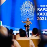 Presiden RI Joko Widodo (Jokowi) membuka Rapat Pimpinan Nasional (Rapimnas) Kamar Dagang dan Industri (Kadin) Indonesia Tahun 2021 yang digelar di Bali Nusa Dua Convention Center (BNDCC), Kabupaten Badung, Jumat (03/12/2021).