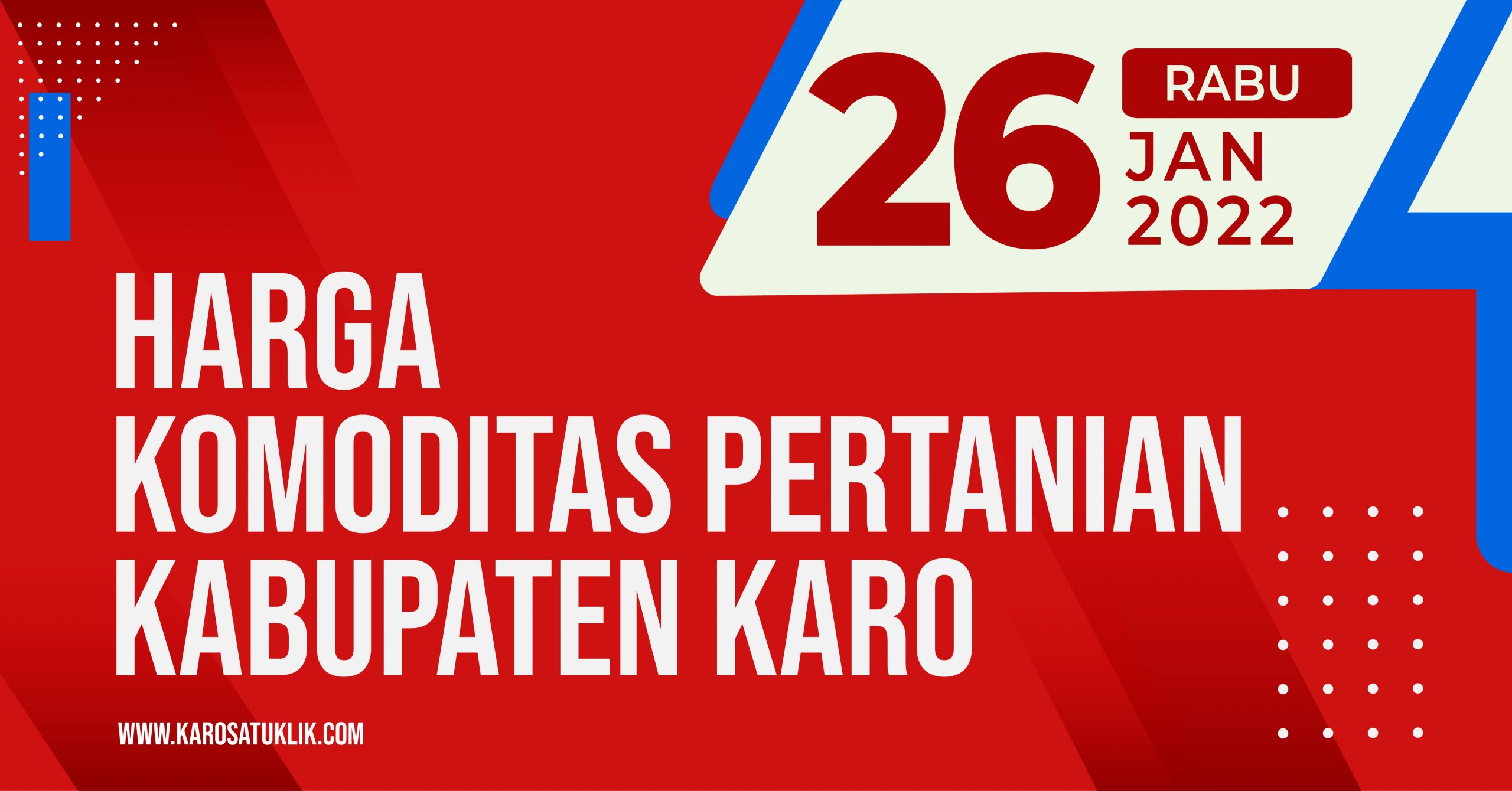 Daftar Harga Komoditas Pertanian Kabupaten Karo, 25 Januari 2022