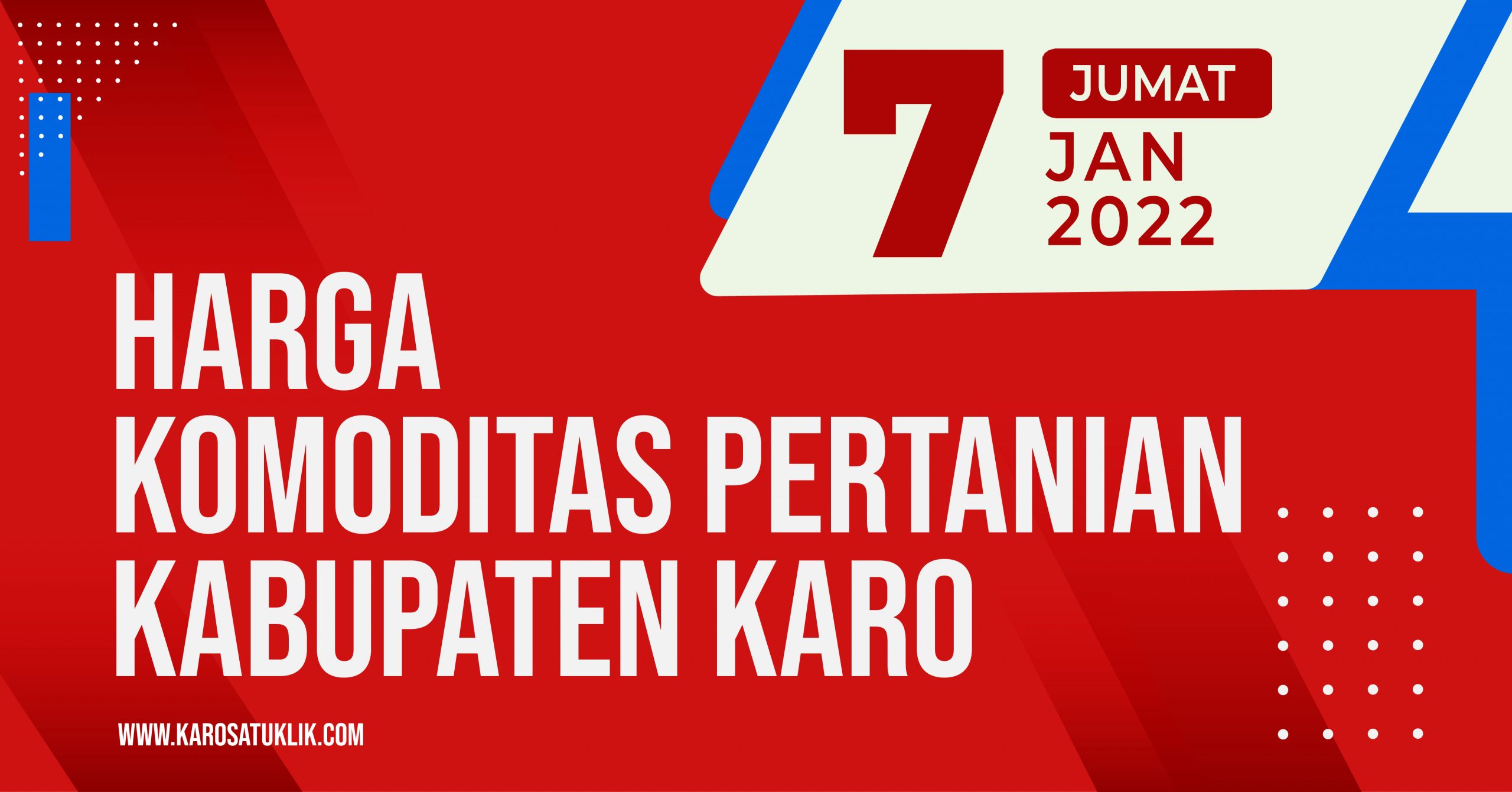 Daftar Harga Komoditas Pertanian Kabupaten Karo, 7 Januari 2022