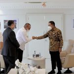 Gubernur Sumatera Utara (Sumut) Edy Rahmayadi bertemu dengan Menteri Pemuda dan Olahraga (Menpora) Republik Indonesia Zainudin Amali di Kantor Kementerian Pemuda dan Olahraga (Kemenpora), Jalan Gerbang Pemuda, Jakarta, Kamis (10/2/2022).