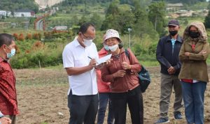 Bupati Humbang Hasundutan Dosmar Banjarnahor, SE melakukan kunjungan kerja ke beberapa lahan pertanian milik kelompok tani yang ada di Kecamatan Doloksanggul, Sabtu(19/2/2022).