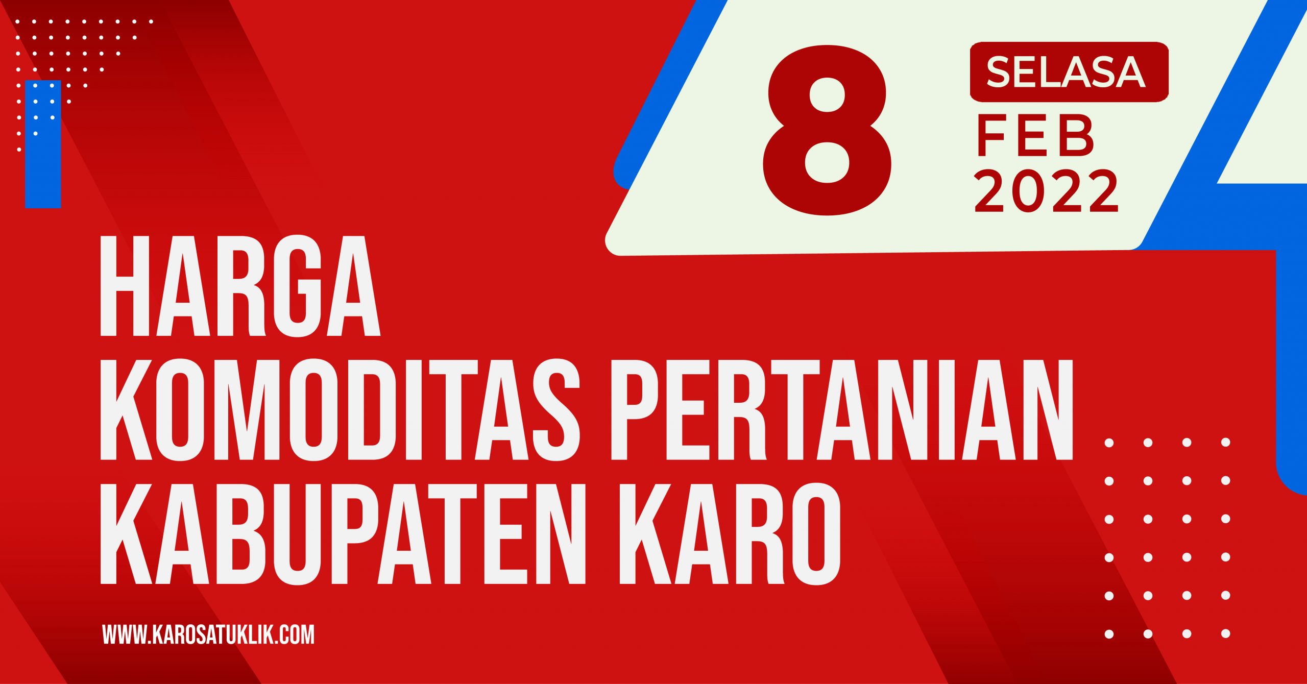 Daftar Harga Komoditas Pertanian Kabupaten Karo, 8 Februari 2022