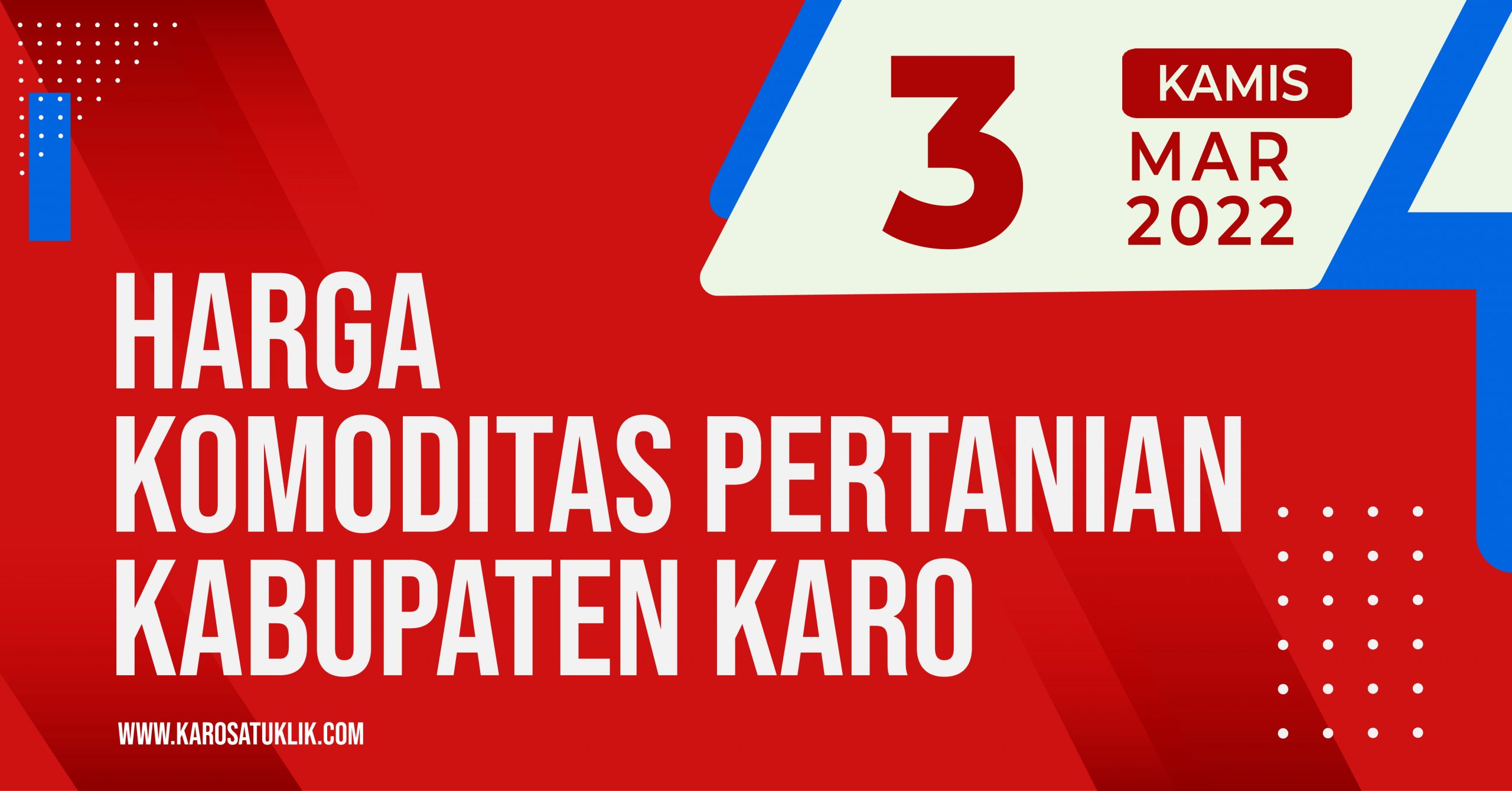 Daftar Harga Komoditas Pertanian Kabupaten Karo, 3 Maret 2022