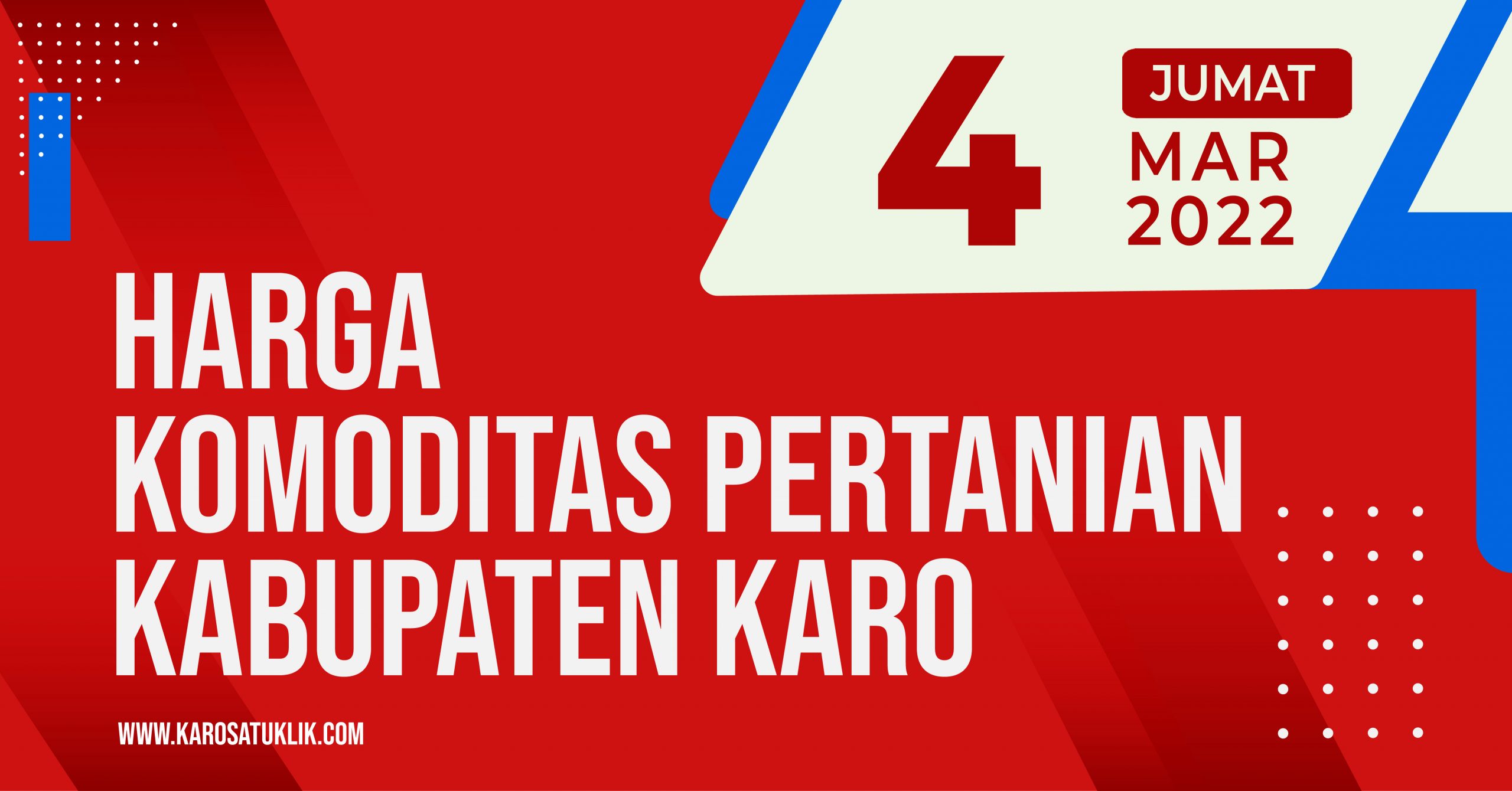Daftar Harga Komoditas Pertanian Kabupaten Karo, 4 Maret 2022