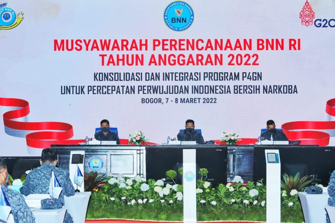 Kepala Badan Narkotika Nasional Republik Indonesia (BNN RI), Dr. Petrus Reinhard Golose secara resmi membuka Musyawarah Perencanaan BNN RI di Gelanggang Olahraga Balai Besar Rehabilitasi BNN, Lido, Bogor, Senin, (7/3/2022).