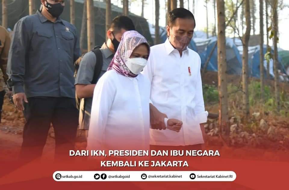 Usai Berkemah di Nusantara, Presiden Jokowi Kembali ke Jakarta