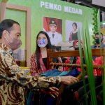 Presiden RI disambut Kahiyang Ayu di Paviliun Dekranasda Kota Medan