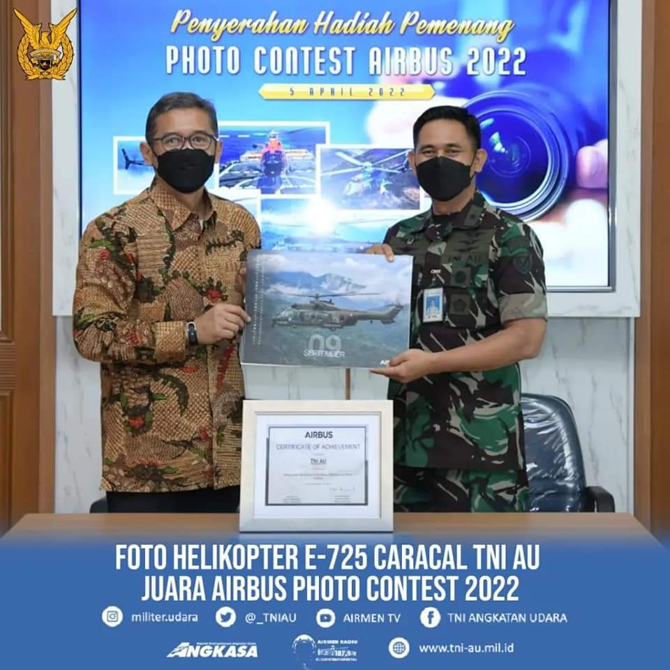 Foto Helikopter E-725 Caracal TNI AU, Juara Airbus Photo Contest Dunia 2022