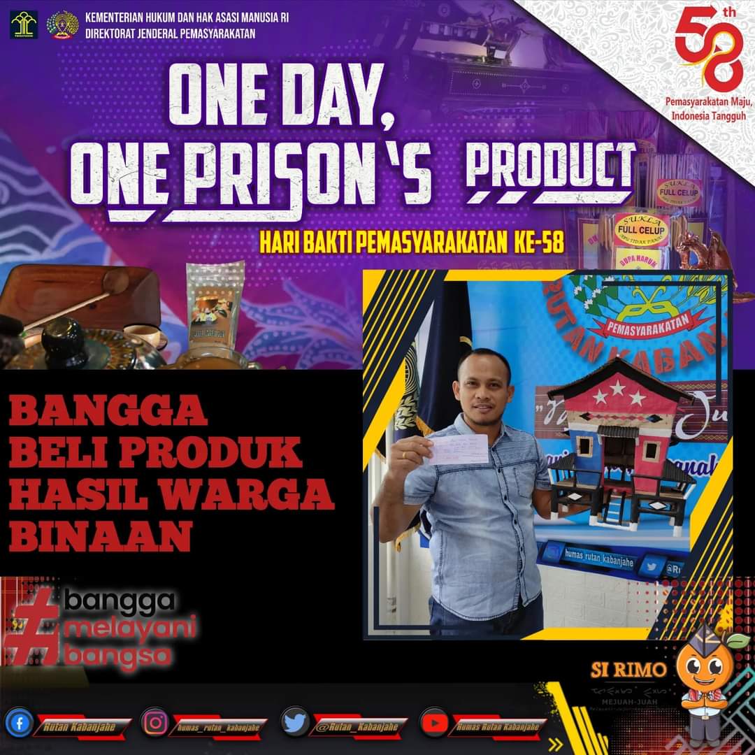 Menyambut Hari Bhakti Pemasyarakatan ke-58 Tahun 2022, Rutan Kelas IIB Kabanjahe Kanwil Kemenkhan Sumut menggelar "One Day One Prison Product".