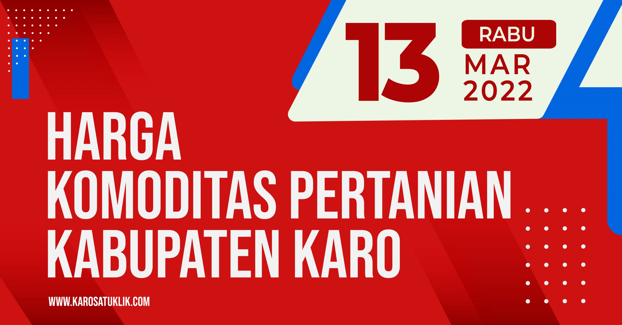 Daftar Harga Komoditas Pertanian Kabupaten Karo, Rabu 13 April 2022