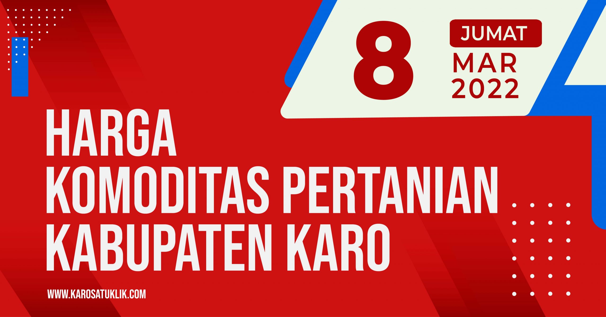 Daftar Harga Komoditas Pertanian Kabupaten Karo, Jumat 8 April 2022