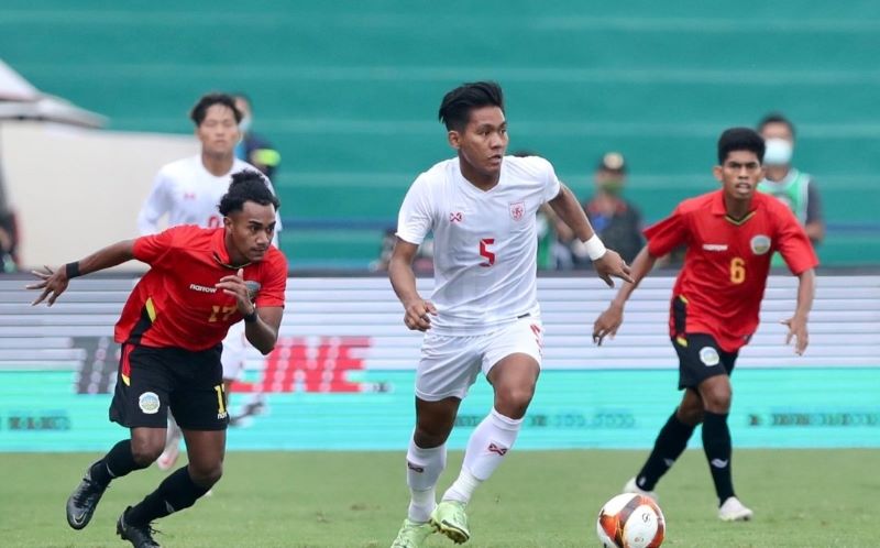 Timnas Myanmar U-23 menang dramatis atas Timor Leste U-23, 3-2, dalam lanjutan pertandingan Grup A SEA Games 2022 di Stadion Viet Tri, Minggu (8/5/2022).