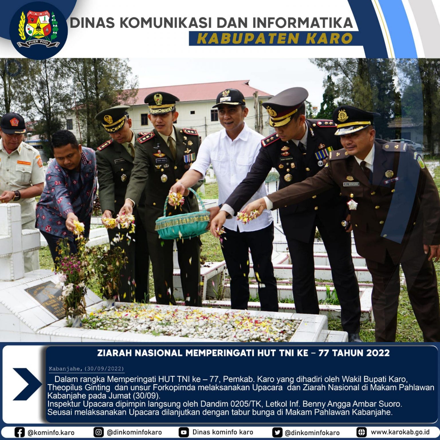 Sambut Hut Tni Ke Forkopimda Karo Ziarah Nasional Ke Makam Pahlawan Kabanjahe