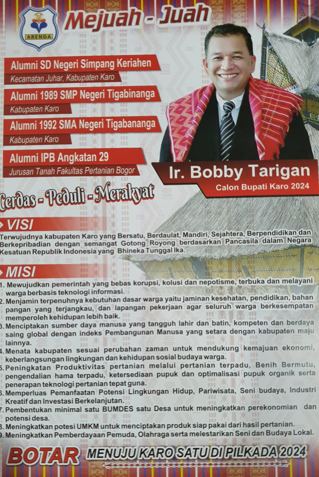 Mburo Ate Tedeh Deklarasi Bobby Tarigan “Botar” Menuju Pilkada Karo